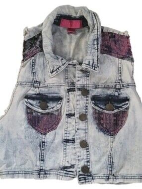 Tinseltown Denim Couture Cropped Denim Vest Size M